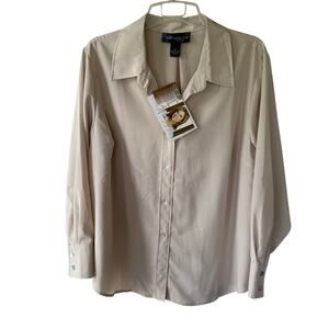 New! Susan Graver Beige long sleeves basic blouse size 2X